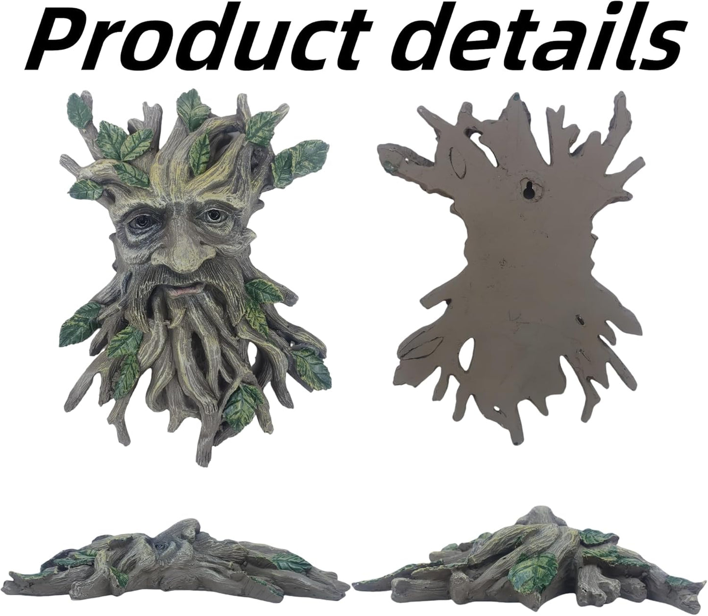 Whimsical Tree Face Garden Decoration ，Tree Faces Decor Outdoor Wallmounted Statue Art with Leaf Features, Outdoor Decor Garden Accessory (Nature and Outdoors)