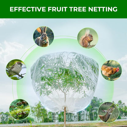 Fruit Tree Netting with Zipper & Drawstring - 10'x10' Garden Plant Net Pest Barrier to Prevent Cicadas Bird Squirrel Deer - Bug Protection for Blueberry Tomato with Fine Mesh Insect Cover (2 Pack)