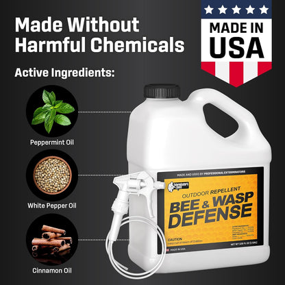 Exterminator’s Choice Bee Exterminator & Wasp Defense - 125 fl oz Cinnamon Scent - Natural Essential Oil Formula Keeps Bees Away Outside - Safe for Kids & Pets - Made in USA