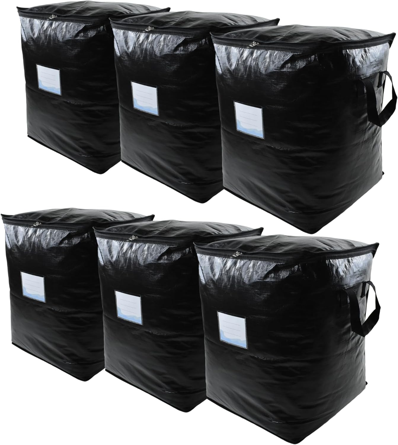 6 Pack 91L Storage Bags for Clothes, Moving Bags Heavy Duty Extra Large with Reinforced Handle, Storage Containers for Organizing Bedding, Blanket, Sheets, Pillows, Toys, Christmas Decorations