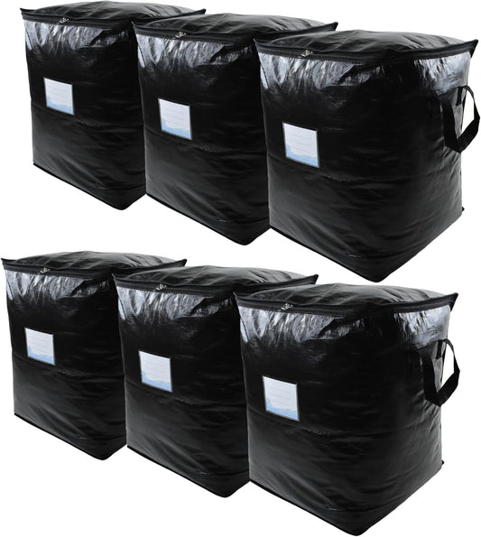 6 Pack 91L Storage Bags for Clothes, Moving Bags Heavy Duty Extra Large with Reinforced Handle, Storage Containers for Organizing Bedding, Blanket, Sheets, Pillows, Toys, Christmas Decorations