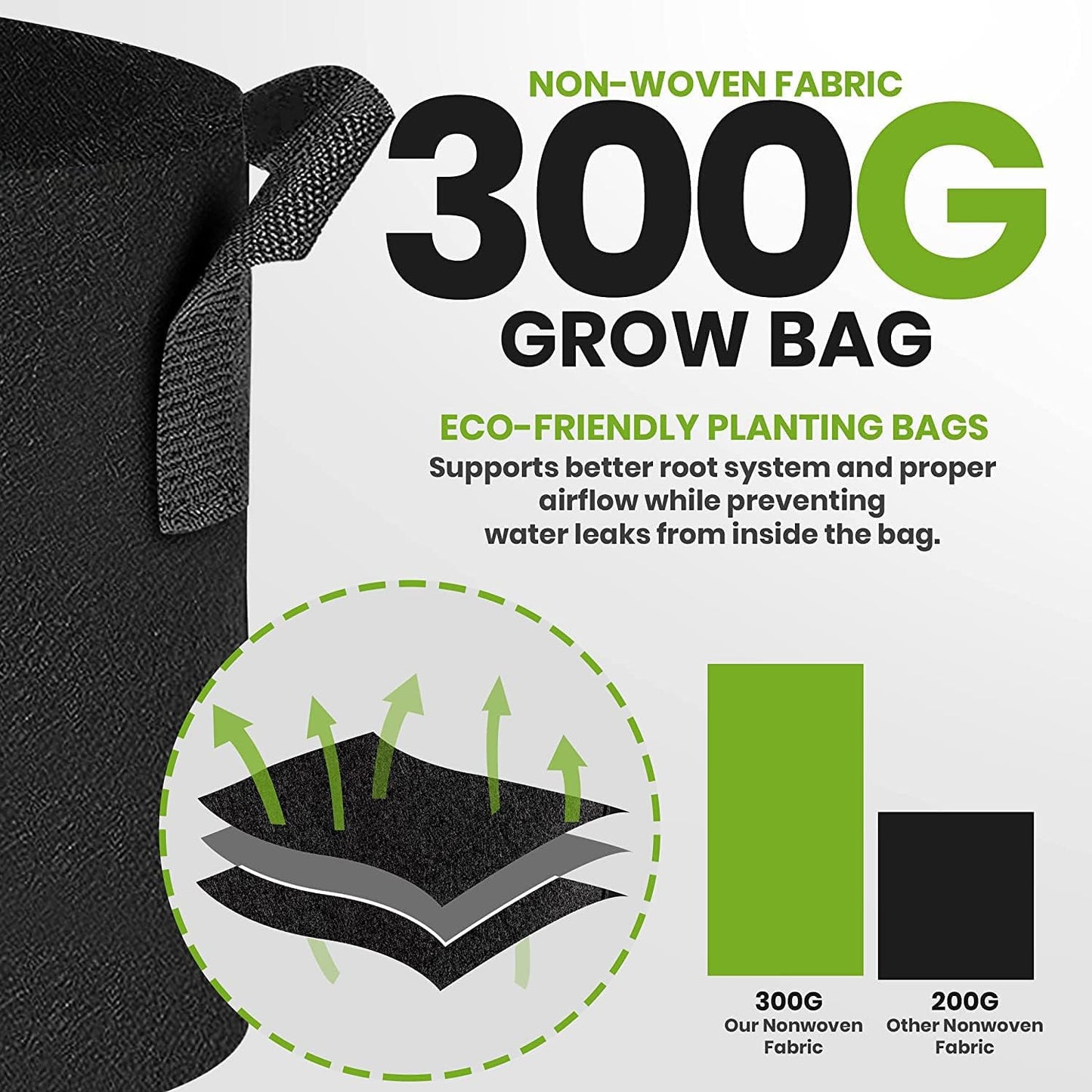 Gardenera Heavy Duty Grow Bags - 50-Pack 7 Gallon Fabric Planters with Aeration and Handles, Great for Tomatoes, Peppers, and Herbs