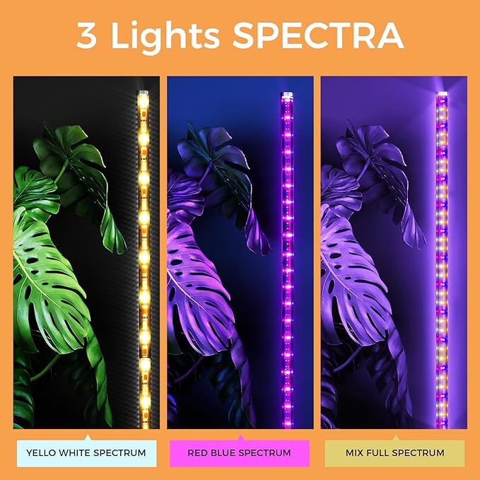 Grow Lights for Indoor Plants, 44W 192 Led Full Spectrum Plant Light, 5.4FT Adjustable Length Standing Grow Light with Timer/Six Leg Base for Greenhouse/Garden