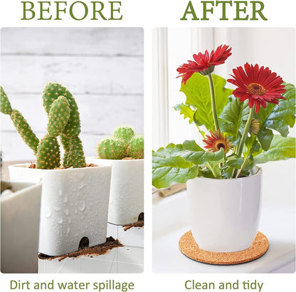 Augshy 8Pcs 6 Inch Cork Plant Saucers Plant Mats Round Coasters Pad for Plants House Garden Indoors Pots DIY Craft Project