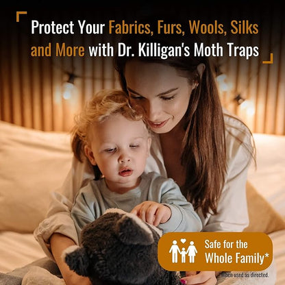 Dr. Killigan's Premium Double Potent Clothing Moth Traps with Pheromones Prime - Organic Trap with Lure for Clothes Closets & Carpet - Case Making & Web Spinning Moth Prevention (20 Pack, Black)