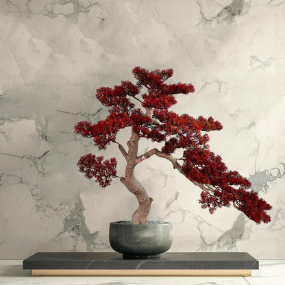 3ft（43in） Artificial Bonsai Tree Juniper Faux Plants Indoor Big Fake Plants Decor with Ceramic Pots for Home Table Office Desk Bathroom Shelf Bedroom Living Room Farmhouse Decorations (Red)