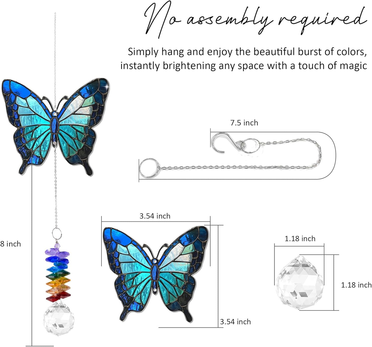 1 Layered Ornament Suncatcher - Blue Butterfly - Home Garden Decor Birthday Gift for Family, Women, Men - Crystal Rainbow Maker - Window Hangings Home & Garden Decor