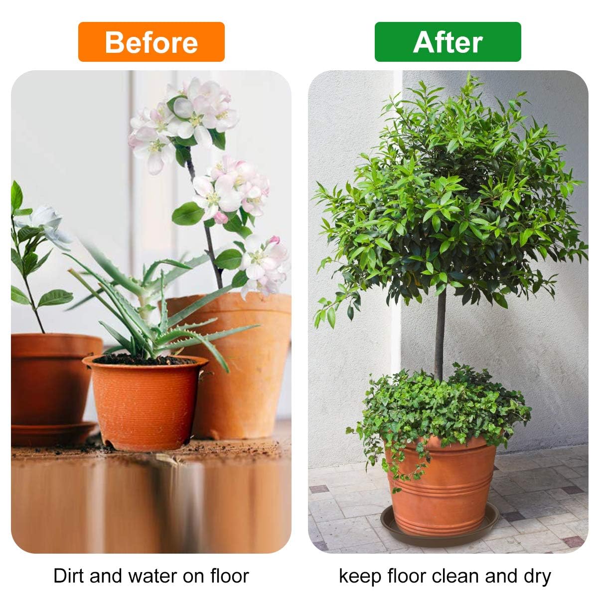 Plant Saucer 10 inch, Heavy Large Planter Durable Thicker Plastic Plant Trays for Indoors and
