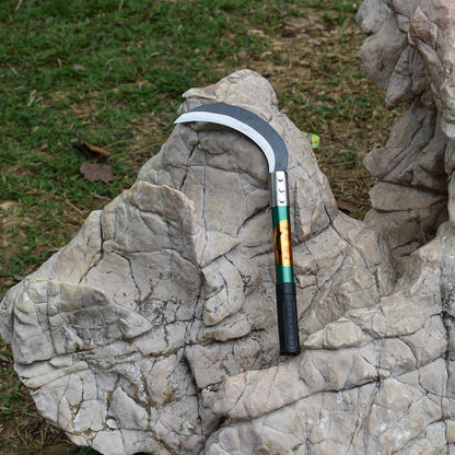 KEYI Weeding Sickle,Steel Grass Sickle,Manganese Steel Blade/Hardwood Handle Hand held Serrated Grass Hook Cutter - Great for Removing Unwanted Vines and Weeds. (13.8 in*6.3 in)