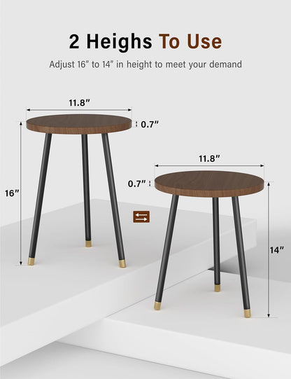 Plant Stand Indoor 2 Pack: Adjustable Wood 16 Inch Plant Stand - Mid Century Modern Decor Corner Plant Stands for Indoor Plants - Small Round Plant Table Holder for Balcony Living Room Office