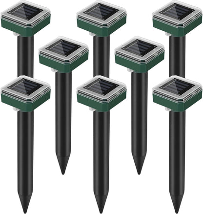 Mole Repellent Solar Powered, 8 Pack Waterproof Ultrasonic Deterrent Gopher Vole Repellent Outdoor, Repellent Rat, Squirrel, Skunk, Mole for Lawns Garden Yard