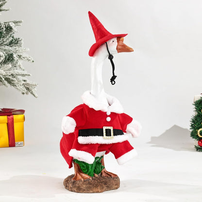 Christmas Goose Outfit Santa Porch Goose Outfits Xmas for 23" Yard Lawn Outdoor Garden Patio Statue Santa Holiday Decor