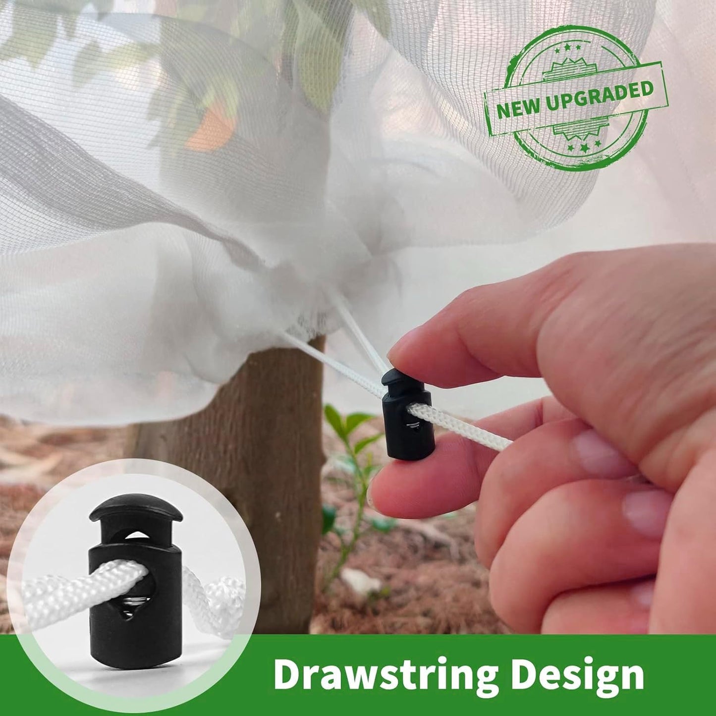 8×6.6Ft Fruit Tree Netting Cover with Drawstring/Zipper- Bird Garden Mesh Netting Protect Tomato Blueberry Bushes Strawberry from Cicada/Insect/Bug/Squirrel, Plant Netting Cover Pest Barrier