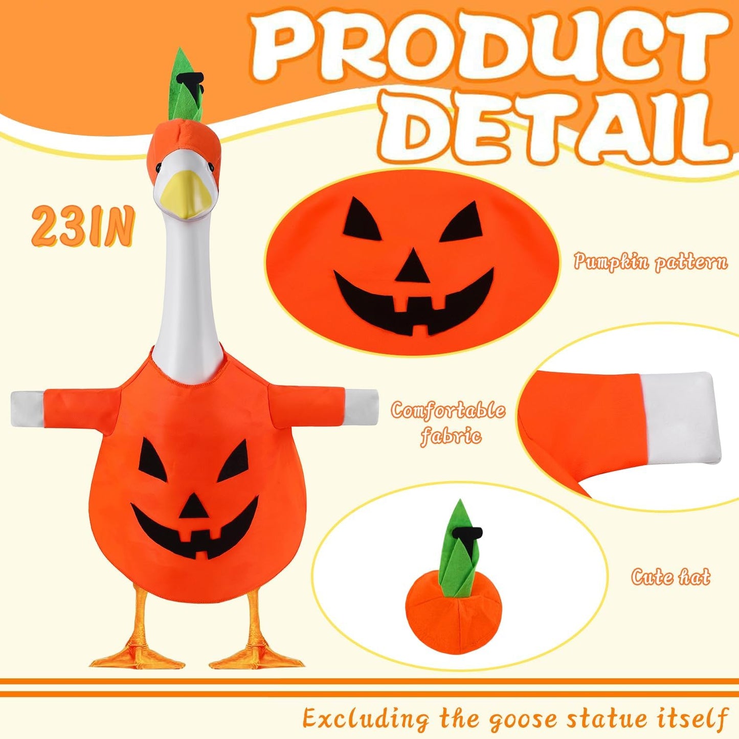 Halloween Pumpkin Porch Goose Outfit Plastic Statue Costume Clothes, for 23" 17" Party Outdoor Patio Yard Lawn Decor