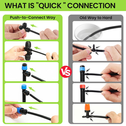 Bonviee Drip Irrigation System Kit for Garden Watering, 230FT Quick Connect