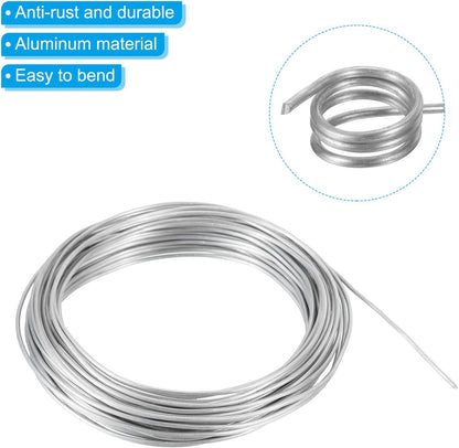 PATIKIL 1.5mm Bonsai Training Wire, 2 Rolls Floral Wire Stems Anodized Aluminum Tree Wire 65.6 Feet Total for Gardening Branch Fixing, Silver Tone