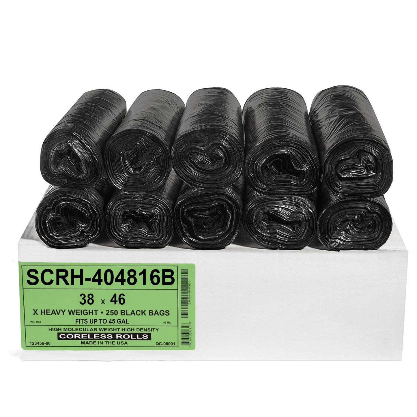Aluf Plastics 40-45 Gallon Trash Bags Source Reduction Series Value High Density 16 Micron (equiv) Intended for Home, Office, Bathroom, Paper, Styrofoam (Pack of 250)