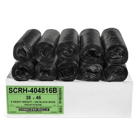 Aluf Plastics 40-45 Gallon Trash Bags Source Reduction Series Value High Density 16 Micron (equiv) Intended for Home, Office, Bathroom, Paper, Styrofoam (Pack of 250)