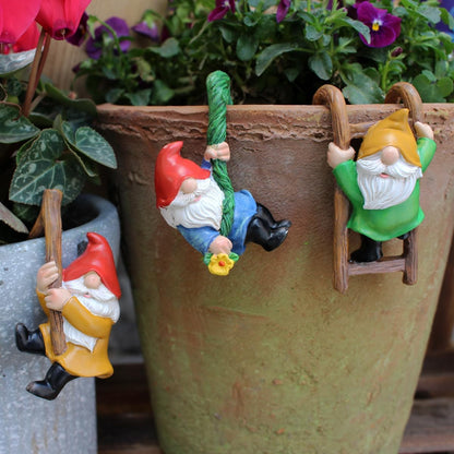 3 PCS Garden Gnomes Decor,Outdoor Garden Gnomes Crafts, Resin Statue,Flower Pot Landscape Dwarf for Home,Office and Chrismas.