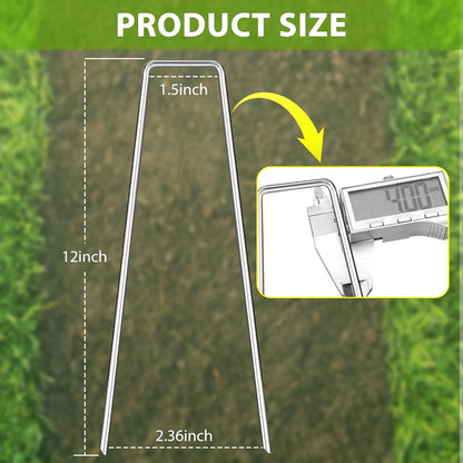 Landscape Staples 12 Inch, 25 Pack 8 Gauge Galvanized Garden Staples U-Shaped Landscape Stakes, Heavy Duty Ground Stakes for Outdoor Decorations, Weed Barrier Fabric, Irigation Tubing, Tent
