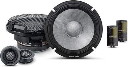 Alpine R2-S65C High-Resolution 2-Way Speaker Set / 6.5" with RKFR65 3-Piece Foam Fast Ring Speaker