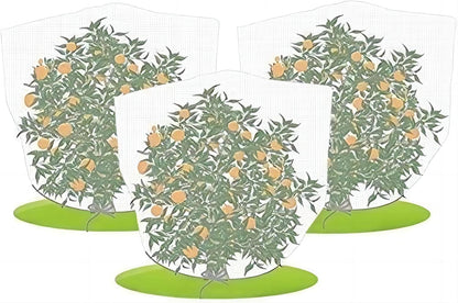 Agfabric Bird Netting 30" Hx60 W Garden Netting Insect Pest Barrier,Plant Cover Fruit Tree Netting Mesh Protection Bag with Drawstring,White,3 Pack