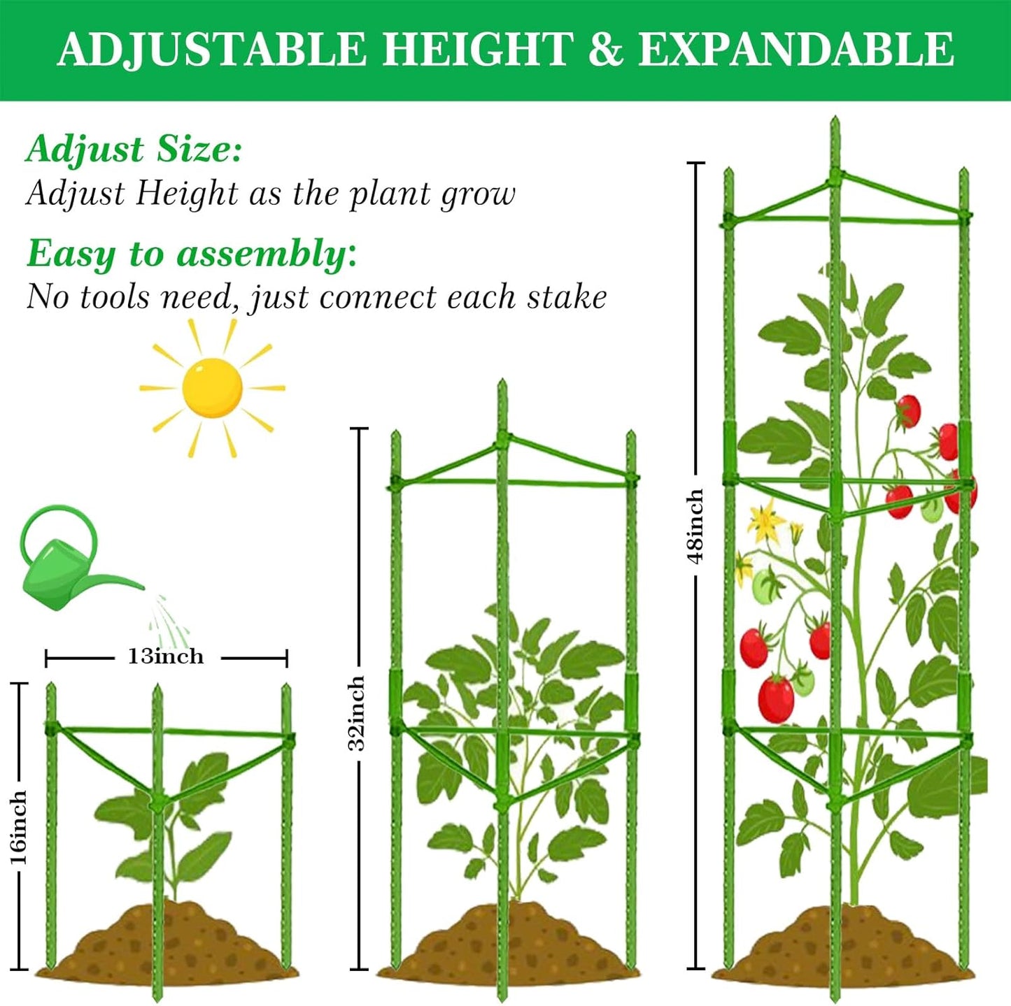 Moirsunt 4Pack Tomato Cages Plant Cages 4ft Multifunctional Tomato Support Garden Trellis Tomato Stakes Cucumber Tomato Trellis for Vertical Climbing Plants Vegetable Flowers