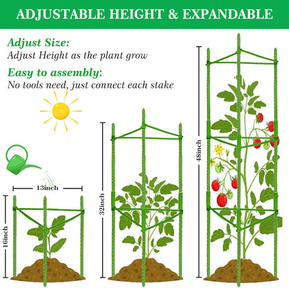Moirsunt 4Pack Tomato Cages Plant Cages 4ft Multifunctional Tomato Support Garden Trellis Tomato Stakes Cucumber Tomato Trellis for Vertical Climbing Plants Vegetable Flowers
