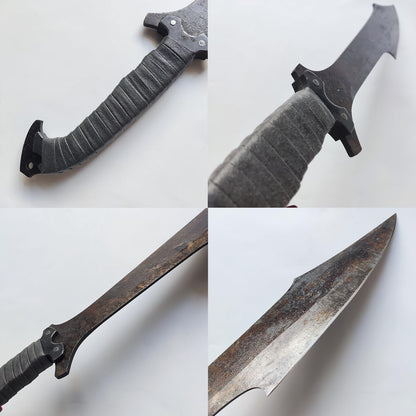 Full Tang Carbon Steel Machete Sword with Sheath for Practice, Outdoor Use, Collection-27.6 Inch