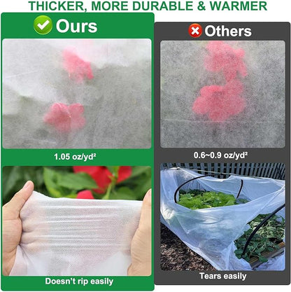 Plant Covers Freeze Protection 1.05 oz/yd² Thicker, 6.6 x 33 Ft Frost Cloth Plant Freeze Protection, Frost Blankets Covers for Outdoor Plants Winter Frost Protection, Garden Floating Row Covers