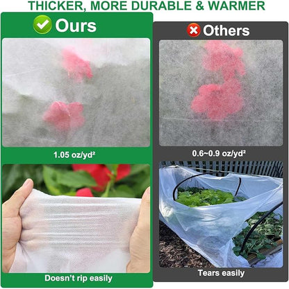 KLEWEE Plant Covers Freeze Protection 10 x 33 Ft, 1.05 oz/yd² Thicker Frost Cloths Blankets for Outdoor Plants, Plant Covers for Winter, Garden Floating Row Cover