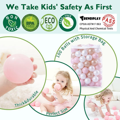 TRENDPLAY Plastic Balls for Ball Pits 2.2 Inch, Pack of 50 100 200 500 Hollow Balls, Perfect for Toddler Baby Pools,Party,Festival Decoration