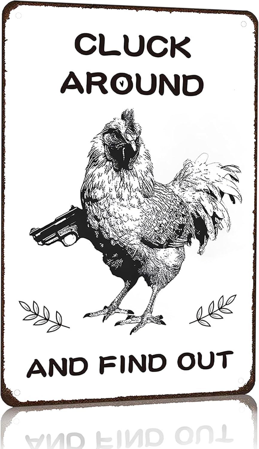 Funny Chicken Gifts Chicken Tin Sign for Home Farm Chicken Coop Farmhouse Kicthen Garden Decor 8 X 12 Inch (3220)