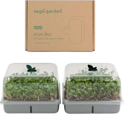 Self-Watering Microgreens Growing Kit with 20 Capillary Grow Mats and Humidity Domes, 4 Trays for Growing Multiple Micro Greens and Sprouts, Hydroponic Growing System with Water Level Indicator