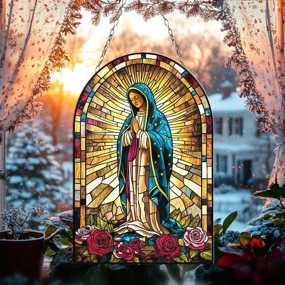 Lady of Guadalupe Acrylic Suncatcher Window Hanging Virgin Mary Christian Home Decor Religious Gift