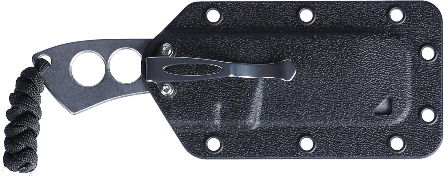 CRKT Razel Chisel Fixed Blade Knife: Everyday Carry Plain Edge, Stainless Steel Chisel Bevel w/Pocket Carry Sheath 2130,Silver