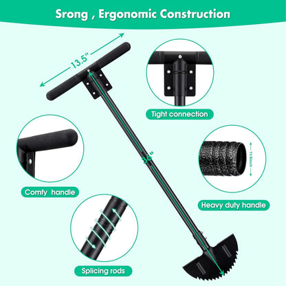 Half Moon Manual Lawn Edger - 36 Inch Long Handle- Heavy Duty Manual Edging Tool for Driveway, Sidewalk, Flower Bed, Landscaping Black