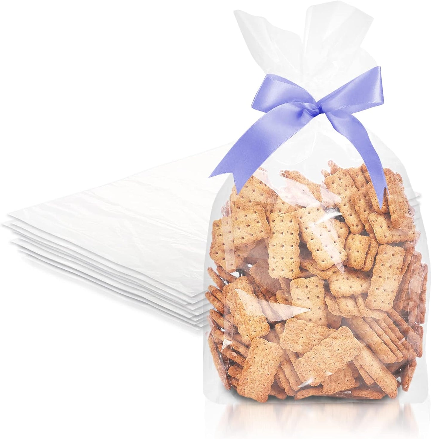 Gusseted Plastic Bags, 8 x 4 x 18 Inches. Pack of 1000 Clear Gusseted Poly Bags. 2 Mil Polyethylene Flat Bottom Bag with Side Gusset. Plastic Bread Bag. Clear Baggies for Treats