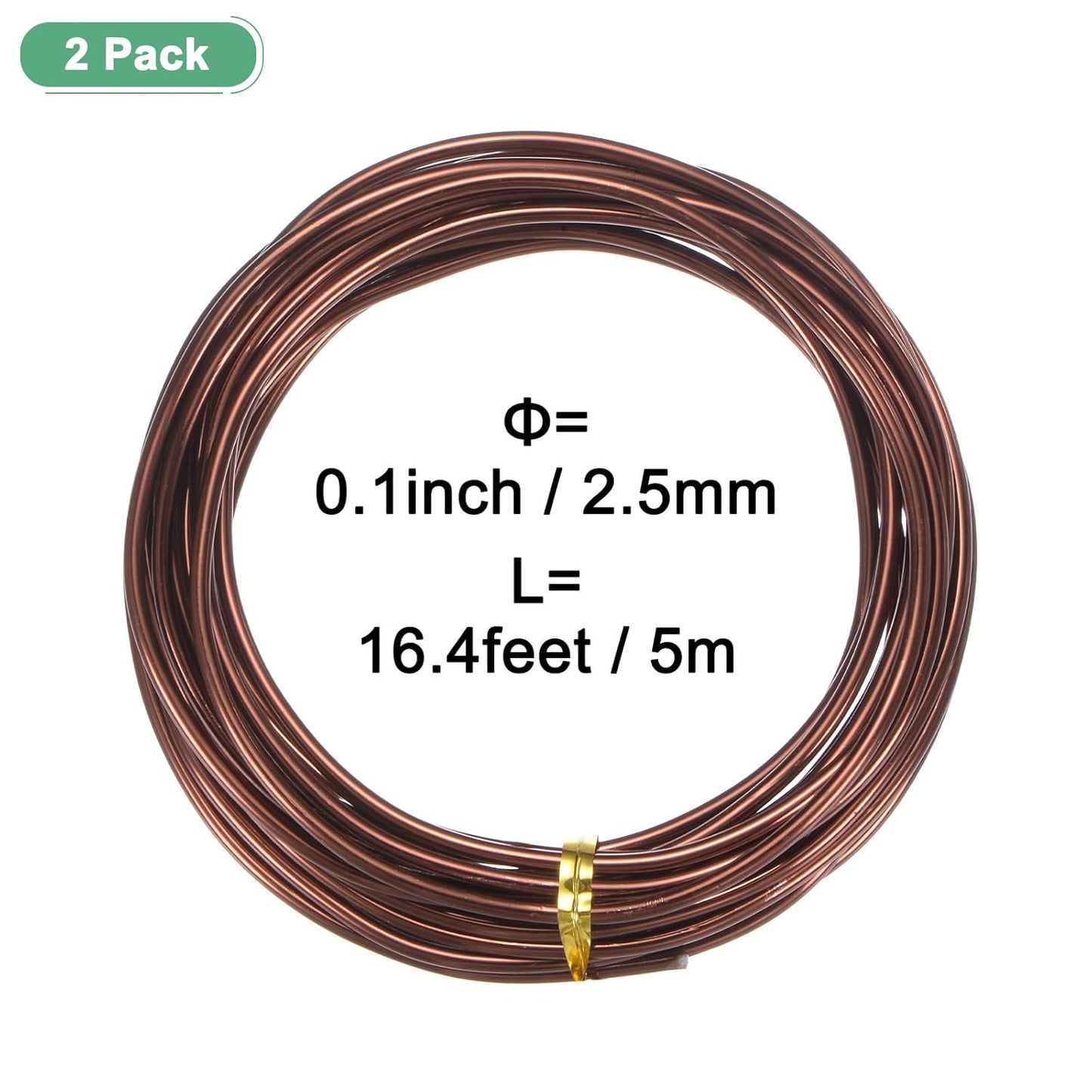 2-Rolls 2.5mm Bonsai Training Wire, 32.8 Feet Total Anodized Aluminum Bonsai Wires for Bonsai Tree Shaping/Branches Fixing/Trunk Holding/DIY Crafting [16.4ft Each, Bronze]