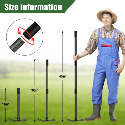 Hoe Garden Tool, 30 Inch Garden Hoe Adjustable Long Handle, 2 in 1 Garden Hoe for Weeding, Stainless Steel Weeder Tool for Yard Long Handle, Gardening Hoe for Planting, Lossening, Digging