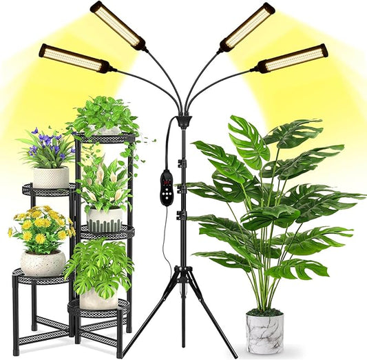 LED Grow Lights for Indoor Plants Full Spectrum, 360 LEDs Plant Lights for Indoor Growing with 58" Adjustable Stand, Plant Grow Lights with Auto 3/6/9/12/15/18H Timer for Indoor Tall Plants.
