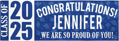 Let's Make Memories Personalized Graduation Banner Class of 2025 - Graduation Party Decorations - Congratulations Banner - Indoor/Outdoor Vinyl - Best in Class - Blue - 8 ft.