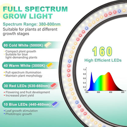 LORDEM 10" Full Spectrum Plant Light, 160 LEDs Large Grow Light for Indoor Tall Plants, Growing Lamp with 4/8/12H Auto Timer, 10 Dimmable Levels, 3 Spectrum Modes, 65" Height Adjustable, Pack of 2