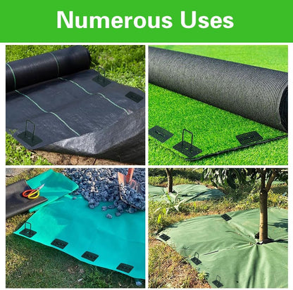 Bakulyor 100 Pcs Green Artificial Turf Stakes Anchor + 100 Pcs Buffer Washer, 6 Inch 11 Gauge Landscape Staples, Galvanized Lawn Spikes, Heavy Duty Yard Ground Pin for Grass Weed Barrier Sod Fabric