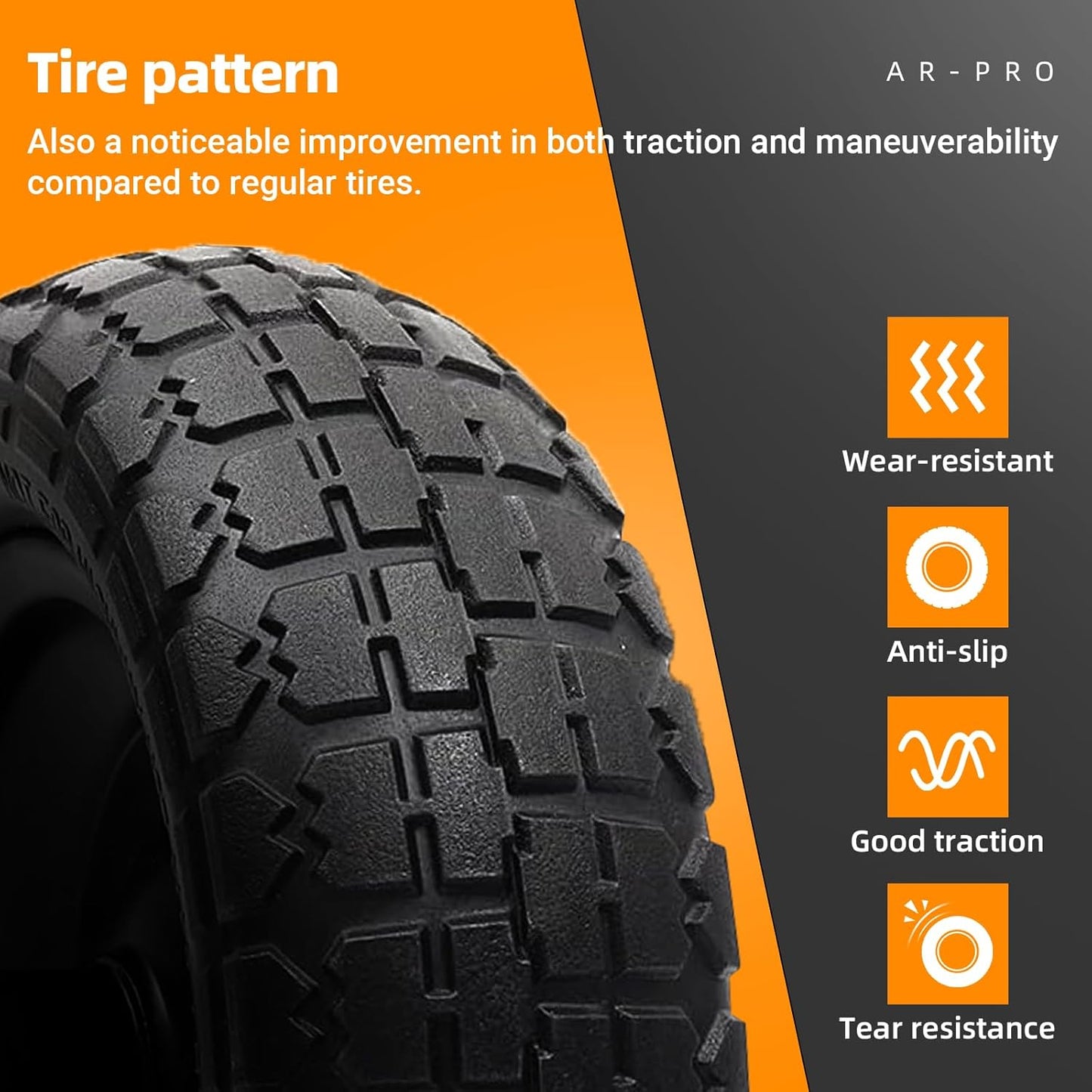 AR-PRO (2-Pack) 10" Flat Free Solid Tire and Wheel - with 5/8" Axle Bore Hole, 2.1" Offset Hub for 10 Inch Wheelbarrow Wheels - Compatible with Garden Cart,Trolleys,Hand Trucks and Yard Trailers