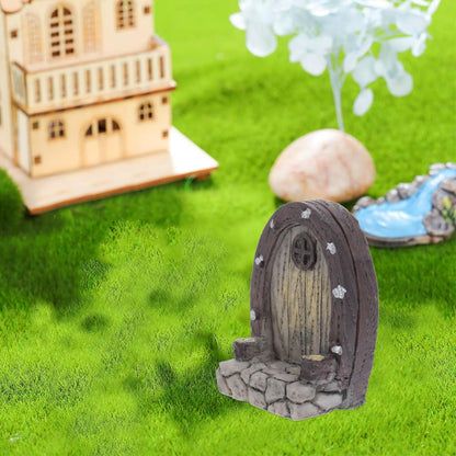 Mipcase Mini Garden Furniture Resin Simulation Wood Door for Micro Landscapes 5pcs Miniature Door Decorations for Fairy Garden Accessories and Pot Plants