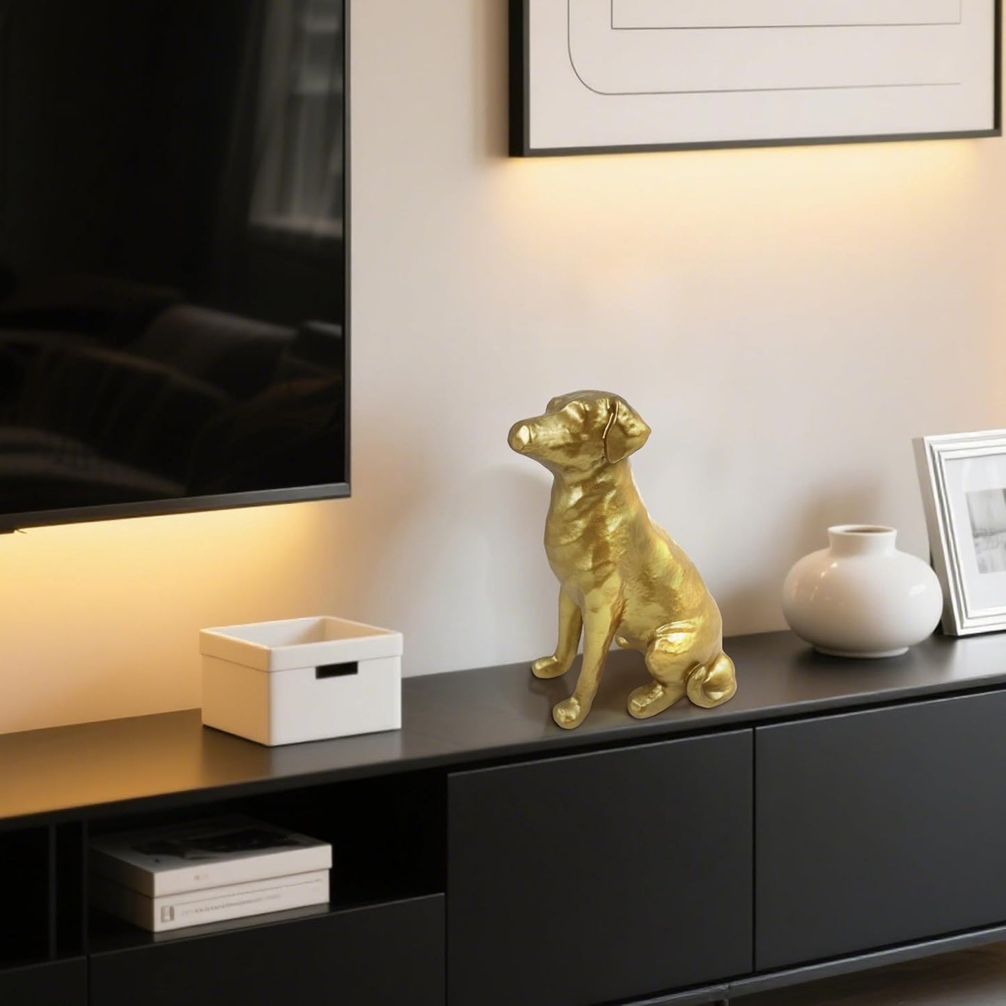 The Labrador Sculpture 11.5x7x5.5 inches, Dog Statue for Home Decor Accents, Gold Lab Retriever Figurine, Suitable for Coffee Table, Home Office Dining Living Room Entryway, Housewarming Birthday Gift
