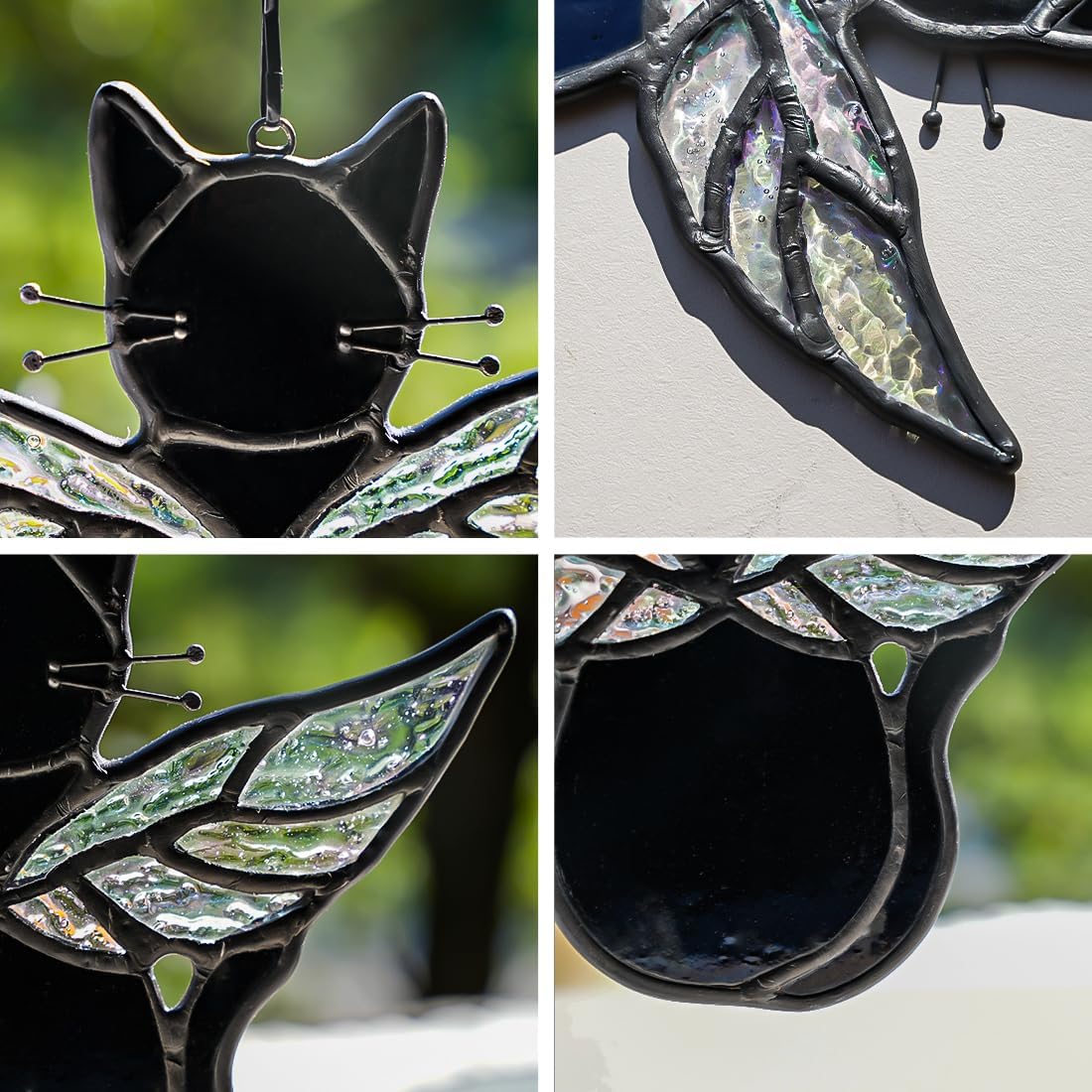 Black Angel Cat Memorial Gifts for Cat Lover,Stained Glass Window Hanging,Angel Wing Black Cats Suncatcher Decor,Cats Death Sympathy Gifts for Women,Daughter,Mothers Day,Christmas