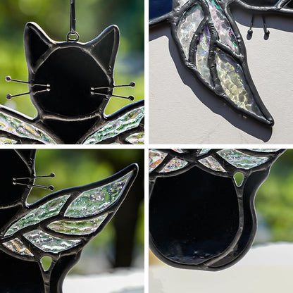 Black Angel Cat Memorial Gifts for Cat Lover,Stained Glass Window Hanging,Angel Wing Black Cats Suncatcher Decor,Cats Death Sympathy Gifts for Women,Daughter,Mothers Day,Christmas