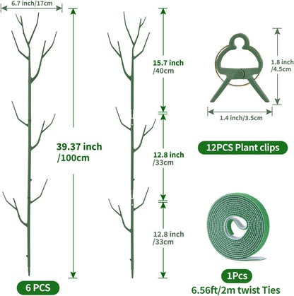 9 Pack Green Plant Support Stakes Plant Stakes for Indoor and Outdoor Plants. 39.37inch Plant Sticks with Extension Poles, Plant Clips,Plant Ties for Potted Monstera Plants, Climbing Plants
